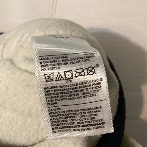 Old Navy vest toddlers SZ 18-24 months puffer fleece lined warm zip up - Picture 4 of 6